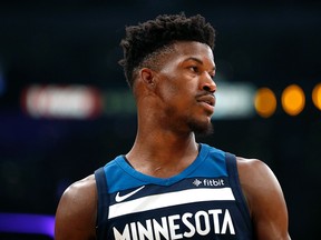Jimmy Butler #23 of the Minnesota Timberwolves during the first half against the Los Angeles Lakers at the Staples Center on December 25, 2017 in Los Angeles, California.
