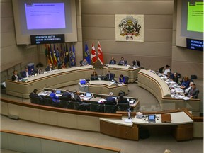 A view of council chambers at the Calgary Municipal Building.