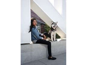 Aman Lall and her Siberian husky, Hemi are excited for their new townhome at Unity in Seton by Trico Homes.