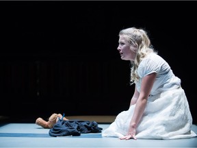 Emma Houghton in The Virgin Trial. Photo: Benjamin Laird. (Set: Scott Reid. Lights: David Fraser. Costumes: Heather Moore)