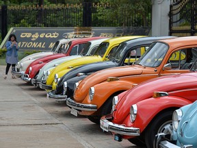 Vintage Volkswagen Beetle cars are parked in a row at a rally held as part of the 23rd anniversary of "World Wide VW Beetle Day", in Bangalore. Volkswagen announced on Sept. 13, 2018 that it would end production of its iconic "Beetle" cars in 2019.