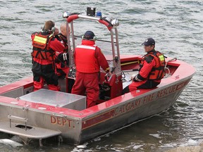 Calgary Fire Rescue crew on the Bow River.