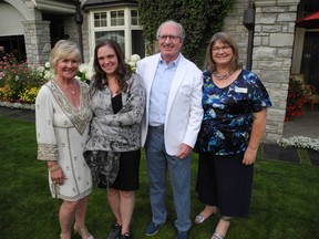 Pictured, from left at the inaugural Hull in One Golf Classic pre-tournament reception are hostess Maria Harris, keynote speaker Katie, who spoke eloquently of her experiences growing up at Hull, Centron's Bob Harris and Hull's new executive director Julie Kerr. Inclement weather postponed the golf tournament until spring 2019.