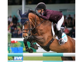 Canada's Lisa Carlsen and Parette rode for Canada in Saturday's Nations Cup at Spruce Meadows.