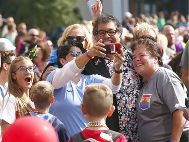 Calgary Mayor Naheed Nenshi takes part in Calgary's Pride Parade on Sunday, Sept. 2, 2018.