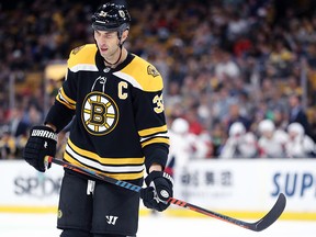 Zdeno Chara of the Boston Bruins looks on during the second period at TD Garden on Sept. 16, 2018 in Boston.