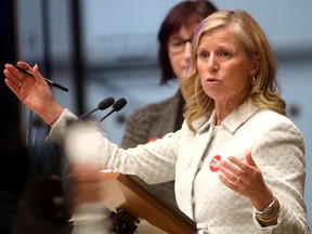 CEO Mary Moran speaks to city council as Calgary 2026 unveiled its proposed plan for hosting the 2026 Winter Olympics.
