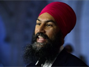 NDP Leader Jagmeet Singh speaks to media on Parliament Hill in Ottawa on Sept. 17, 2018. Parliamentarians returned to the House of Commons following the summer break.