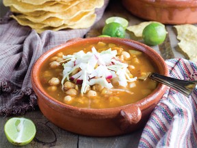 Chickpea Posole from The Chickpea Revolution Cookbook by Heather Lawless and Jen Mulqueen.
