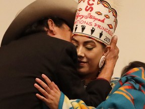 Astokomii Smith, 19, is crowned 2019 First Nations Princess in Calgary on Sunday, Sept. 23, 2018. Smith is from the Siksika First Nation.