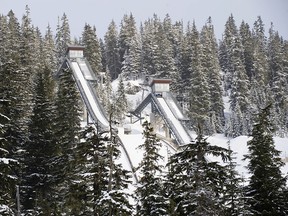 The ski jumps at Whistler Olympic Park in B.C.