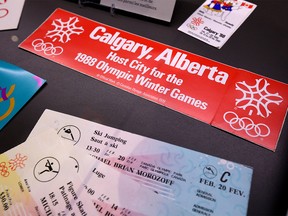 1988 Olympic memorabilia on display in Canada's Sports Hall of Fame at Winsport.