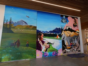 Artwork from three Indigenous artists featured at the new Central  Library in Calgary, Ab., on Tuesday October 30, 2018. Leah Hennel/Postmedia
