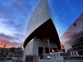 Sunrise over the new Central Library in Calgary, on Tuesday October 30, 2018. Leah Hennel/Postmedia