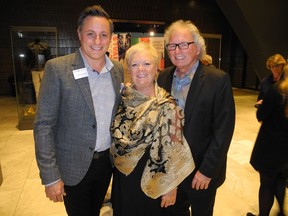 Collaboration was the order of the evening Sept. 23 as the Banff Centre and National Music Centre hosted An Evening with Measha Brueggergosman. Pictured, from left, are NMC president and CEO Andrew Mosker, Banff Centre president and CEO Janice Price, and Banff Centre board vice-chair Larry Fichtner.