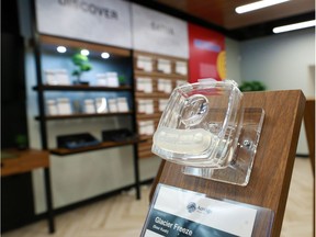 A sample container for customers to sniff a product is on display at the Nova Cannabis store in Willow Park on Monday, Oct. 15, 2018.