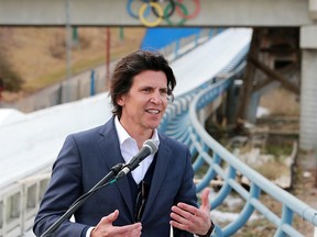 Christophe Dubi, IOC Olympic Games executive director, speaks speaks at Canada Olympic Park on Wednesday Oct. 24, 2018.