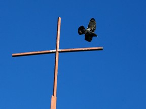 A cross on a Calgary church is pictured on Oct. 28.