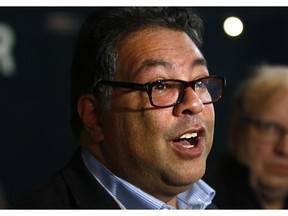 Mayor Naheed Nenshi speaks to media about the recent fall snowstorm at a press conference on Tuesday, October 2, 2018. Dean Pilling/Postmedia