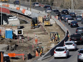 Work continued on the Crowchild Trail bridge widening project on Tuesday October 23, 2018.  Gavin Young/Postmedia
