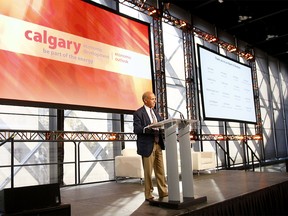 Steve Allan, Executive Chair, Calgary Economic Development speaks at a Economic Outlook Luncheon put on by the Calgary Economic Development at the at the TELUS Calgary Convention Centre on Wednesday, October 3, 2018. Dean Pilling/Postmedia