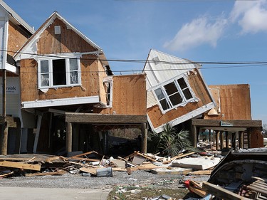 MEXICO BEACH, FL - OCTOBER 11:  Damaged homes are seen after Hurricane Michael passed through the area on October 11, 2018 in Mexico Beach, Florida.  The hurricane hit the panhandle area with category 4 winds causing major damage.  (Photo by Joe Raedle/Getty Images)