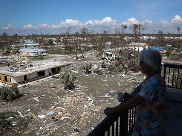 MEXICO BEACH, FL - OCTOBER 11:  Jim Bob looks out on the destruction caused as Hurricane Michael passed through the area on October 11, 2018 in Mexico Beach, Florida.  The hurricane hit the panhandle area with category 4 winds causing major damage.  (Photo by Joe Raedle/Getty Images)