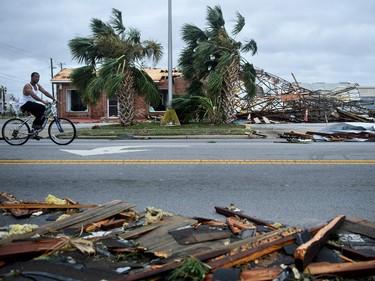 TOPSHOT - Storm damage is seen after Hurricane Michael in Panama City, Florida on October 10, 2018. - Michael slammed into the Florida coast on October 10 as the most powerful storm to hit the southern US state in more than a century as officials warned it could wreak "unimaginable devastation." Michael made landfall as a Category 4 storm near Mexico Beach, a town about 20 miles (32kms) southeast of Panama City, around 1:00 pm Eastern time (1700 GMT), the National Hurricane Center said. (Photo by Brendan Smialowski / AFP)BRENDAN SMIALOWSKI/AFP/Getty Images