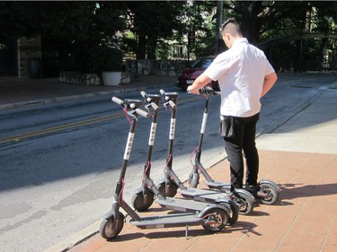 Rental scooters are a popular way to get around the streets of San Antonio, Texas. Photo, Michele Jarvie