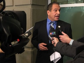 Sgt. Les Kaminski, president of the Calgary Police Association, speaks to media on Jan. 8, 2018, after the Crown withdrew perjury charges against him in connection with the arrest of Hells Angels member Jason Arkinstall.