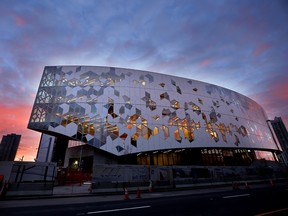 Sunrise over the new Central Library in Calgary on Tuesday, Oct. 30, 2018.