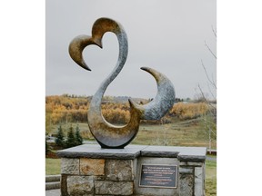 The Open Hearts sculpture by Jane Seymour, in Legacy.
