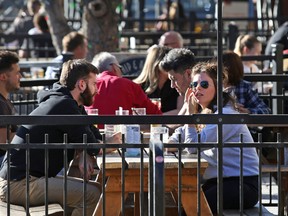Calgarians enjoyed a warm afternoon on the patio at the Ship and Anchor Pub in Calgary on Tuesday October 16, 2018.  Gavin Young/Postmedia