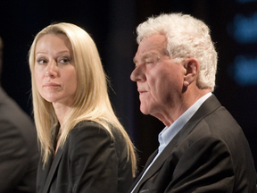 Belinda Stronach and her father Frank Stronach at a Magna International Inc. annual general meeting in May 2010.