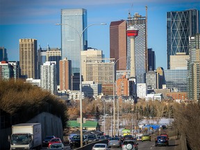 Calgary City skyline looking down Macleod Trail on Thursday, November 29, 2018. Al Charest/Postmedia