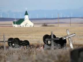 St. Catherines Catholic Church and the St. Catherines Cemetery near Standoff.