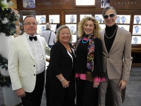 J. Vair Anderson has been providing Calgarians with elegant jewelry since 1925. Such a storied history is reason to celebrate. Pictured, from left, are Ken Anderson and his sister Barbie Hames, proud great grandchildren of founder J. Vair, with the store's new owner, Annette Toro, and her husband Harold Hubler, managing director, Kensington Capital.