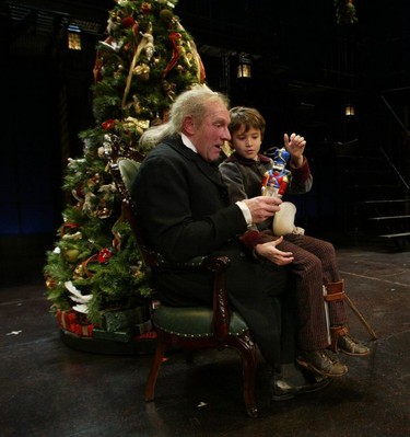 2005: Stephen Hair as Ebenezer Scrooge and Steele Gibson as Tiny Tim in the Christmas Carol.