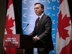 Federal Finance Minister Bill Morneau speaks during a Calgary Chamber of Commerce luncheon at the Telus Convention Centre on Tuesday, Nov. 27, 2018.