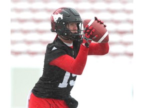Stamps QB Bo Levi Mitchell during practice at McMahon Stadium in Calgary on Friday, November 16, 2018. The Stamps play the Winnipeg Blue Bombers in the CFL Western Final on Sunday. Jim Wells/Postmedia