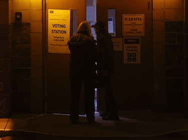 Voters enter the polling station at the Falconridge/ Castleridge community centre.