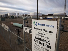 TransCanada's Keystone pipeline facilities are seen in Hardisty, Alta.