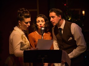 Katherine Fadum, Arielle Rombough and Devon Dubnyk in It's a Wonderful Life: A Live Radio Play by Lunchbox Theatre. Courtesy, Benjamin Laird