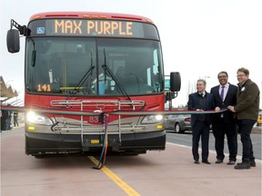 Dignitaries including Mayor Naheed Nenshi announce three new MAX lines, which began operating on Nov. 19, 2018.