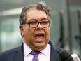 Calgary Mayor, Nahhed Nenshi speaks on the three new MAX lines that will open for service on Monday at the new 33 St. SE station platform MAX Purple in Calgary on Thursday November 15, 2018. Darren Makowichuk/Postmedia