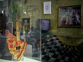 The "Pizza Guitar," from musician Andrew W.K., part of a group art exhibition celebrating pizza at The Museum of Pizza in New York.