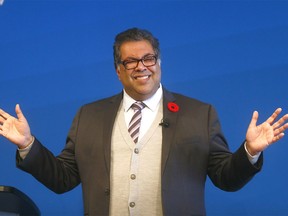 Mayor Naheed Nenshi addresses a luncheon hosted by the Calgary Chamber of Commerce on Thursday, Nov. 8.