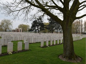 Lest we forget. One in nine soldiers buried in the 9,000 graves at the Lijssenthoek Military Cemetery, near Ypres in Belgium, came from Canada, a small country of only eight million during the First World War but which suffered more than 60,000 losses.