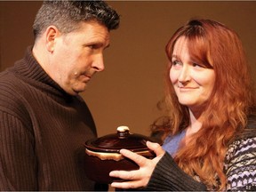 James Noonan (left) as Anthony Reilly with Tanya Elliott Wolff (right) as Rosemary Muldoon in Outside Mullingar.  Photo by Dorin McIntosh.