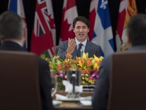 Canadian Prime Minister Justin Trudeau at the First Ministers Meeting in Ottawa, Tuesday, October 3, 2017.